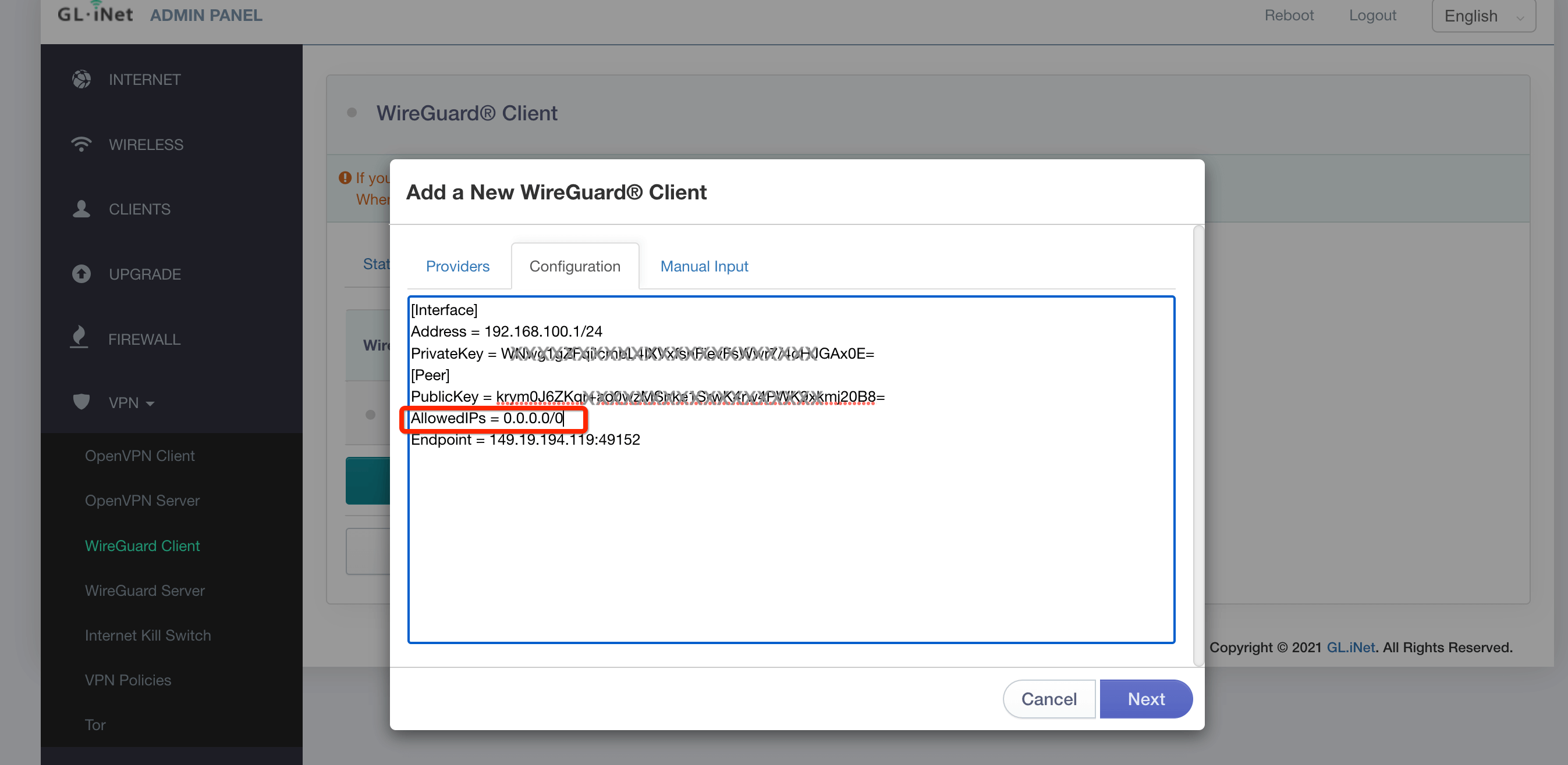 GL.iNet - wireguard