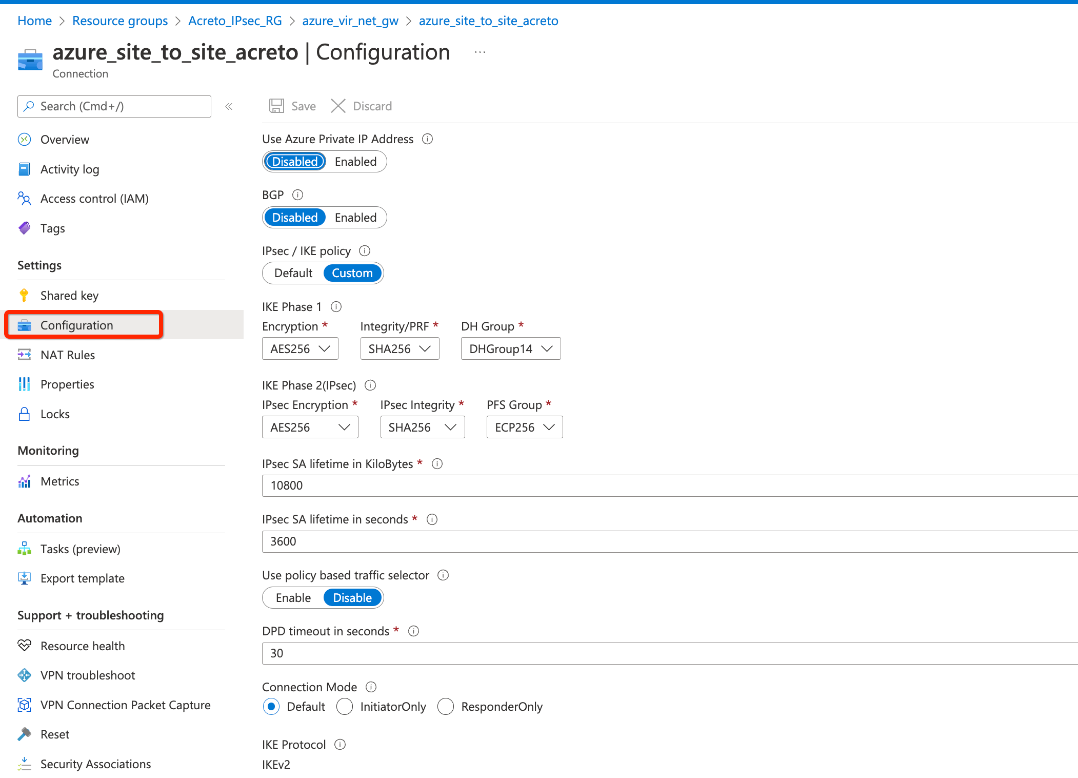 IPsec with Azure