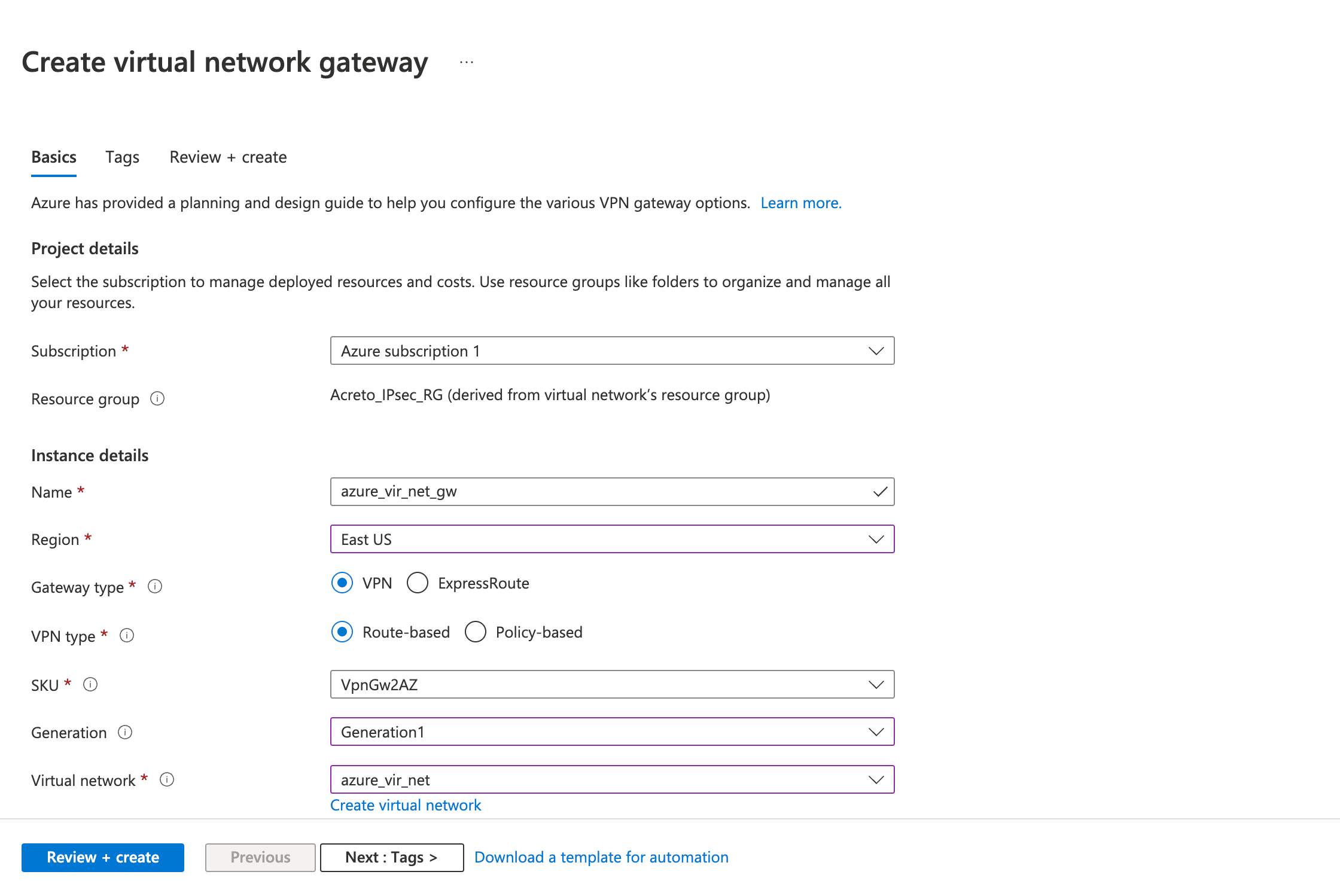 IPsec with Azure