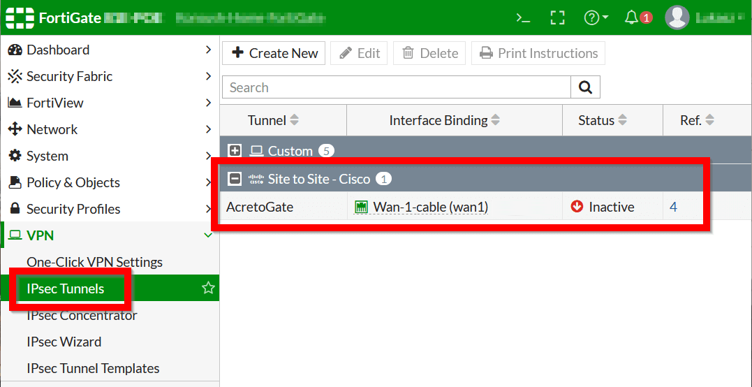 FortiGate - VPN list