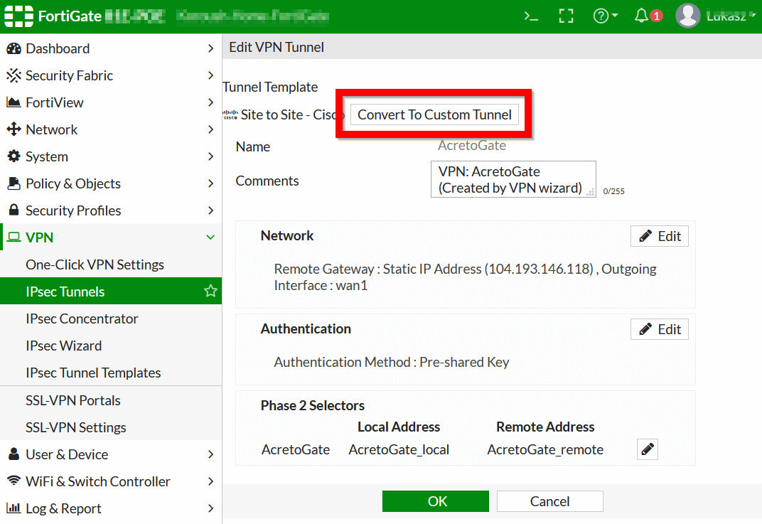 FortiGate - VPN list