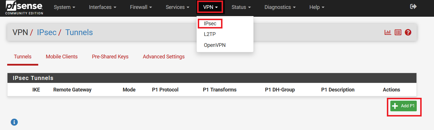 pfSense - ipsec - configuration