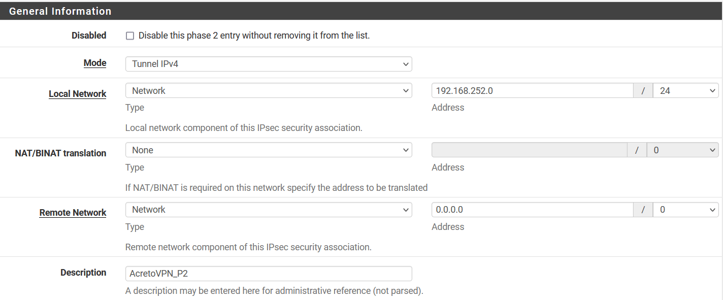 pfSense - ipsec - configuration