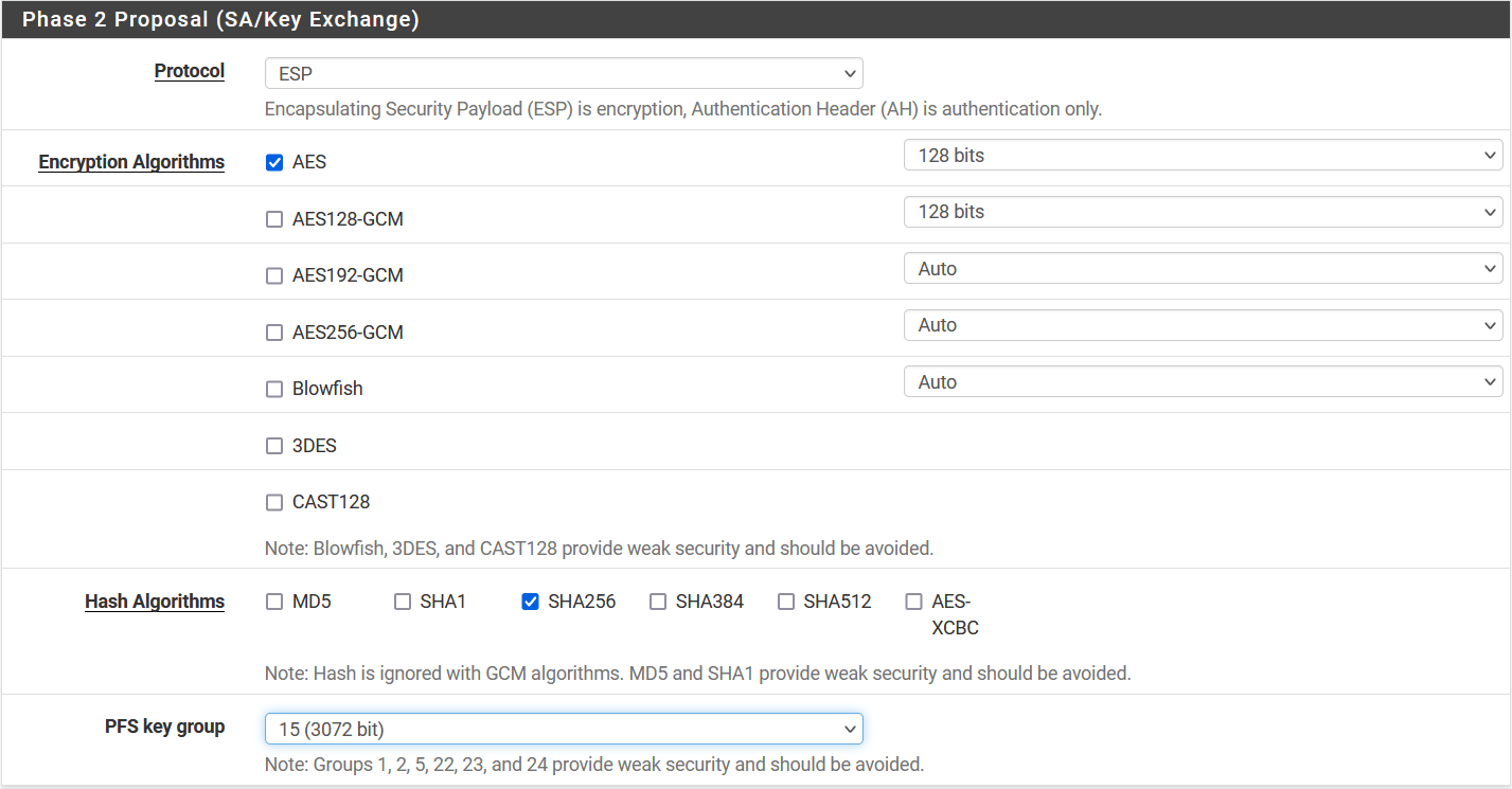 pfSense - ipsec - configuration