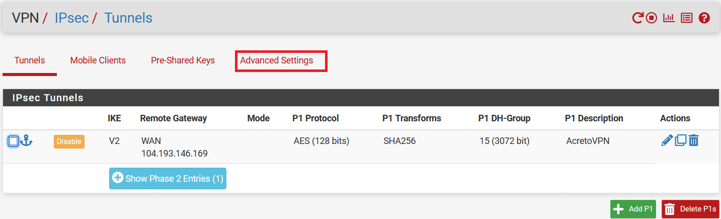 pfSense - ipsec - configuration