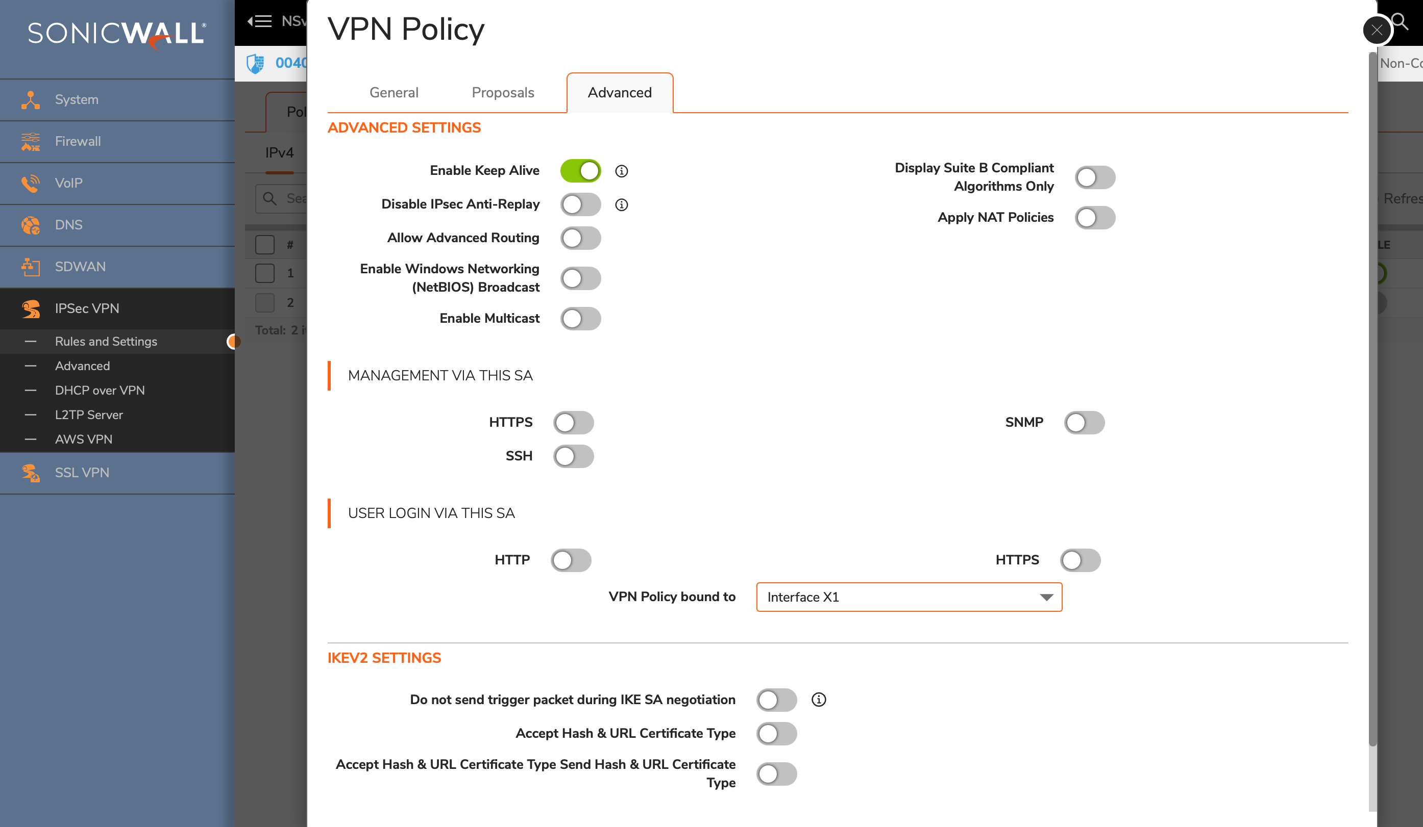 Sonicwall7.0 - ipsec - configuration