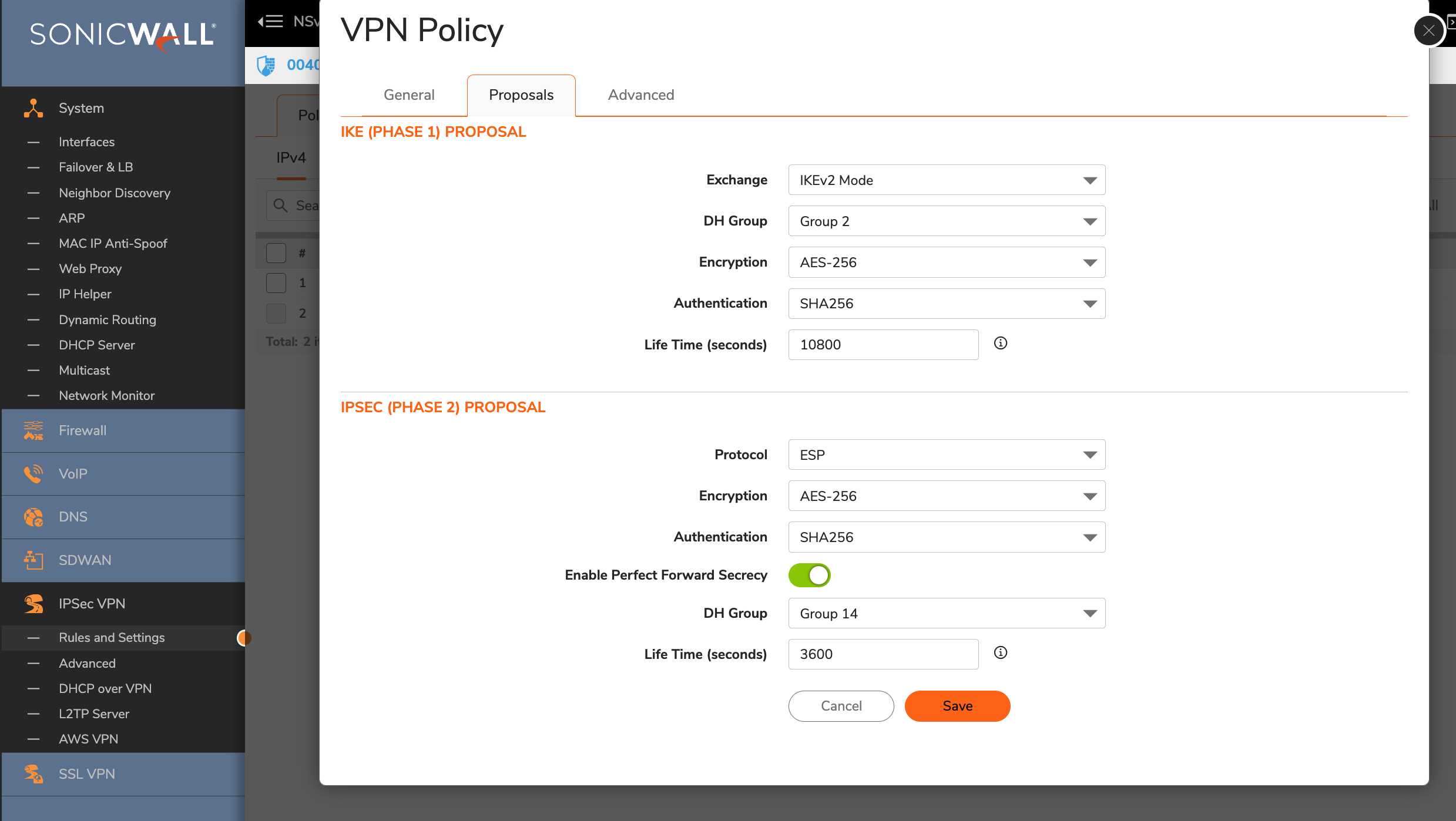 Sonicwall7.0 - ipsec - configuration