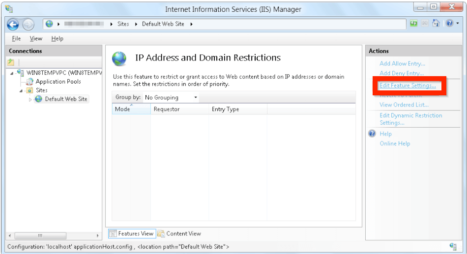 Feature settings
